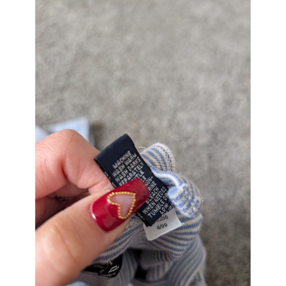 Vintage 1999 Gap Blue White Striped Cotton Star Applique Dress Large - Picture 4 of 6